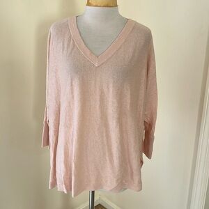 Garnet Hill large light blush loose fit linen sweater/top.